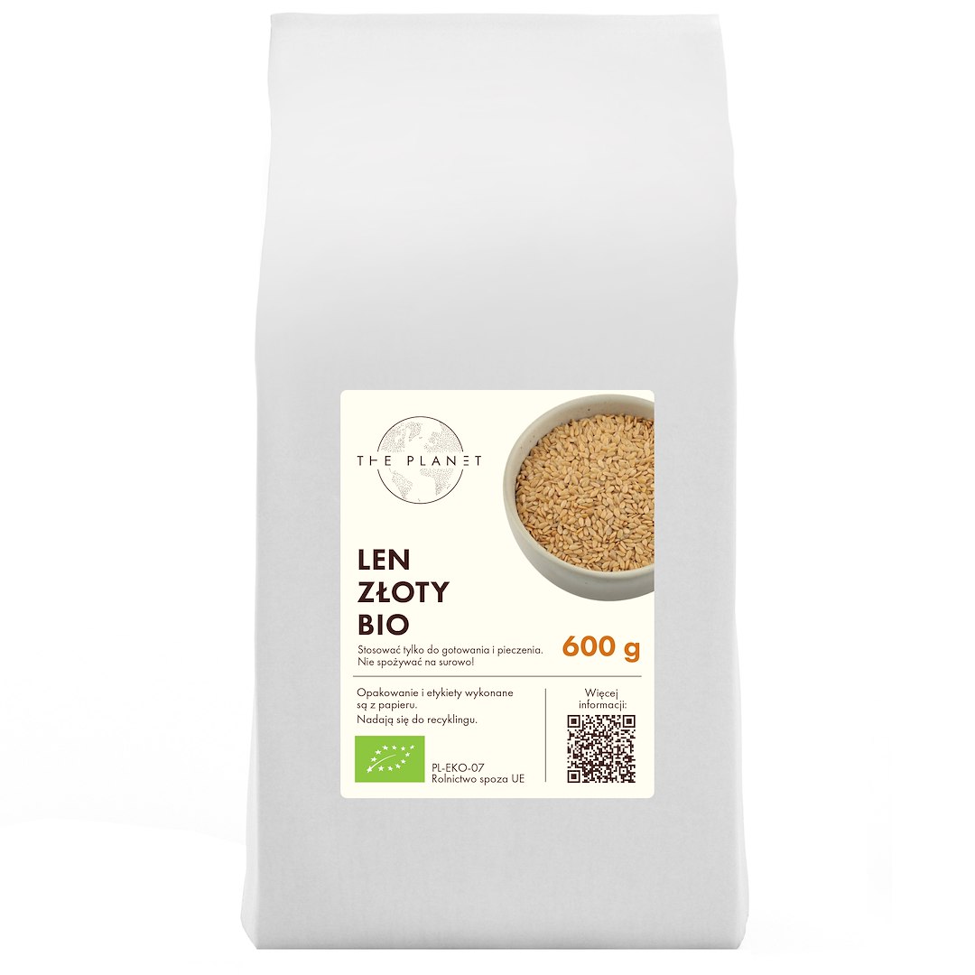 LEN ZŁOTY (SIEMIĘ LNIANE) BIO 600 g - THE PLANET - obrazek 2
