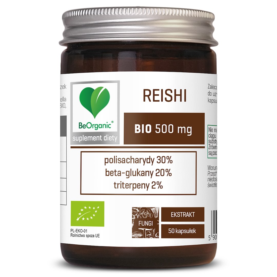 GRZYBY REISHI EKSTRAKT BIO (500 mg) 50 KAPSUŁEK - BE ORGANIC - obrazek 2