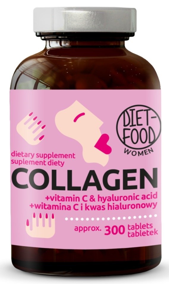 KOLAGEN Z KWASEM HIALURONOWYM I WITAMINĄ C 300 TABLETEK - DIET-FOOD - obrazek 2