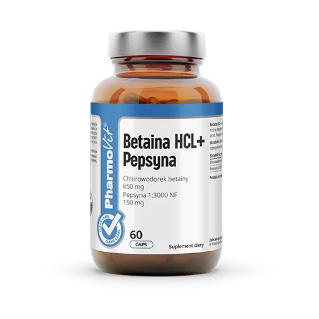 BETAINA + PEPSYNA BEZGLUTENOWA 60 KAPSUŁEK - PHARMOVIT (CLEAN LABEL) - obrazek 2